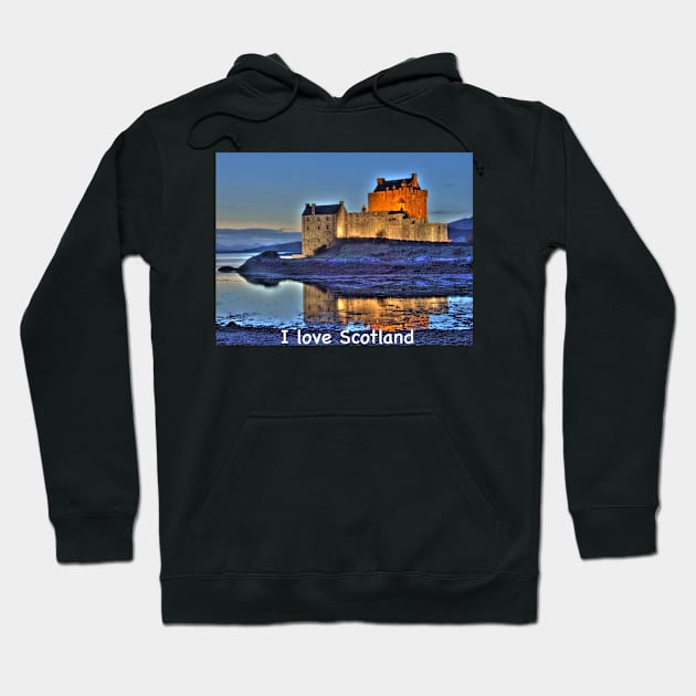 I love Scotland and Eilean Donan Castle in the Highlands of Scotland Hoodie by goldyart